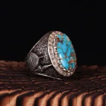 انگشتر فیروزه شجری مردانه کد 535