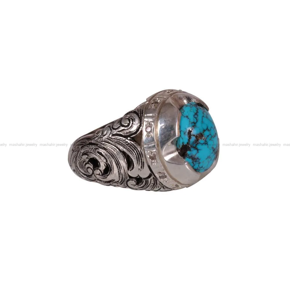 انگشتر فیروزه شجری مردانه کد 541