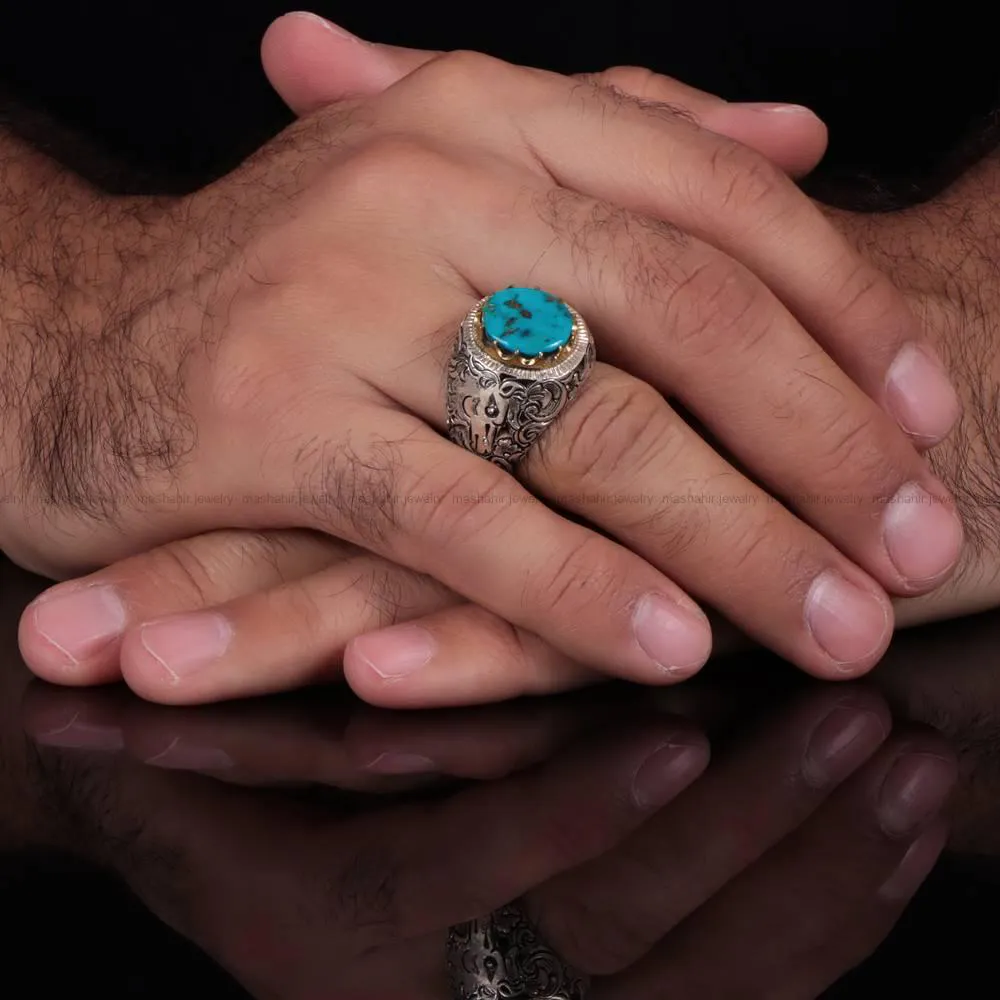 انگشتر فیروزه شجری مردانه کد 542