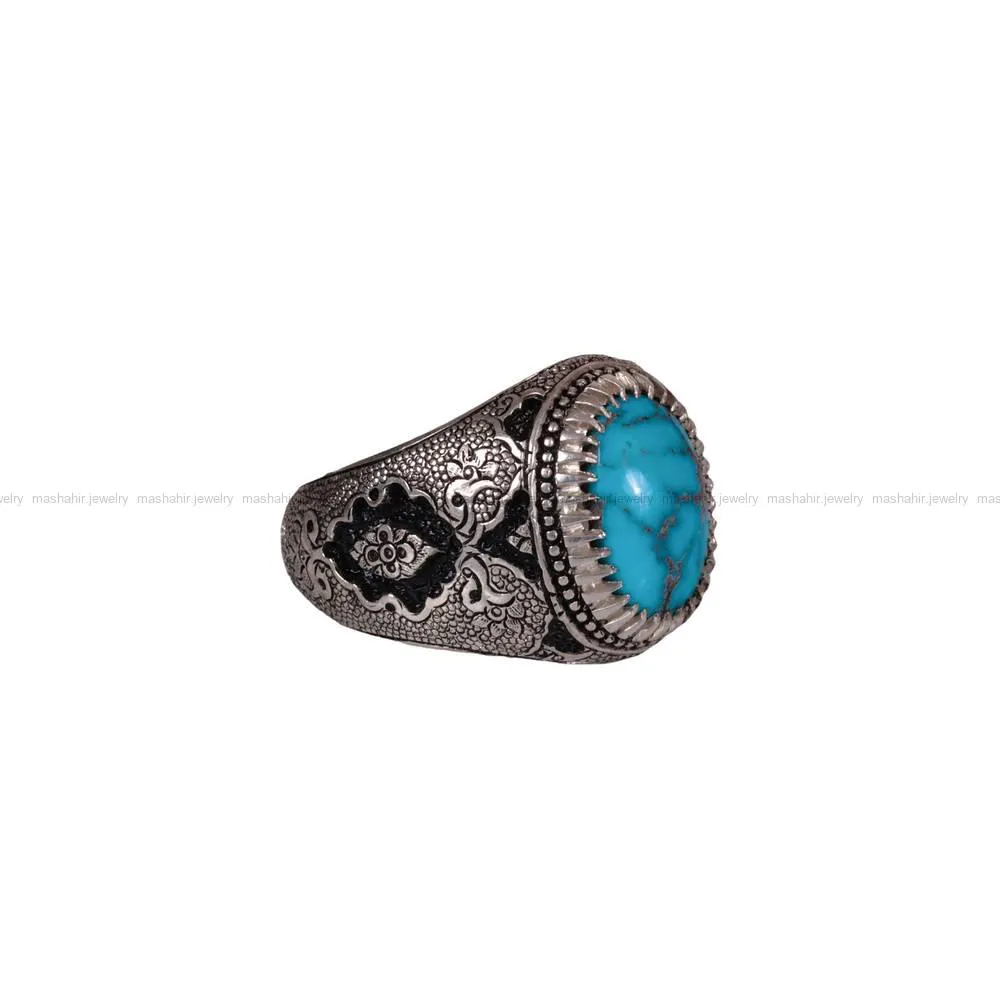 انگشتر فیروزه شجری مردانه کد 543