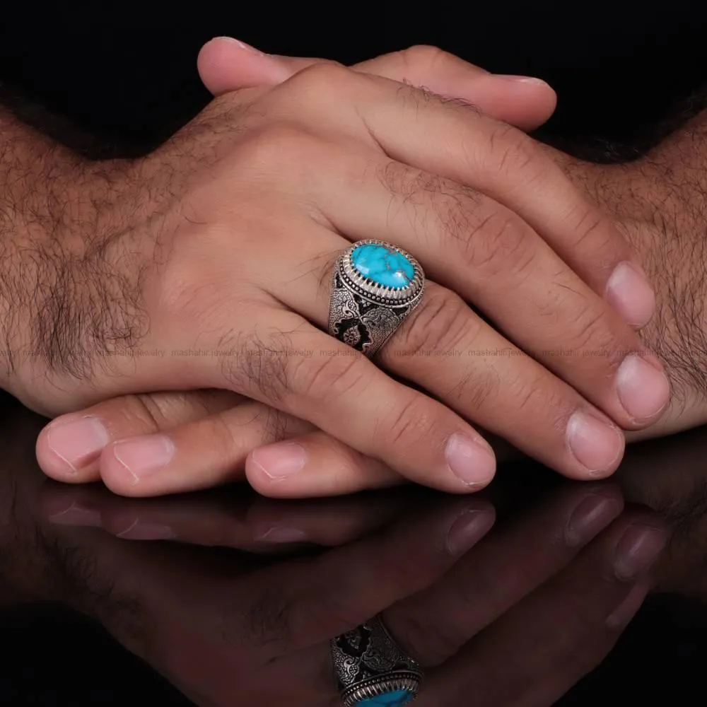 انگشتر فیروزه شجری مردانه کد 543