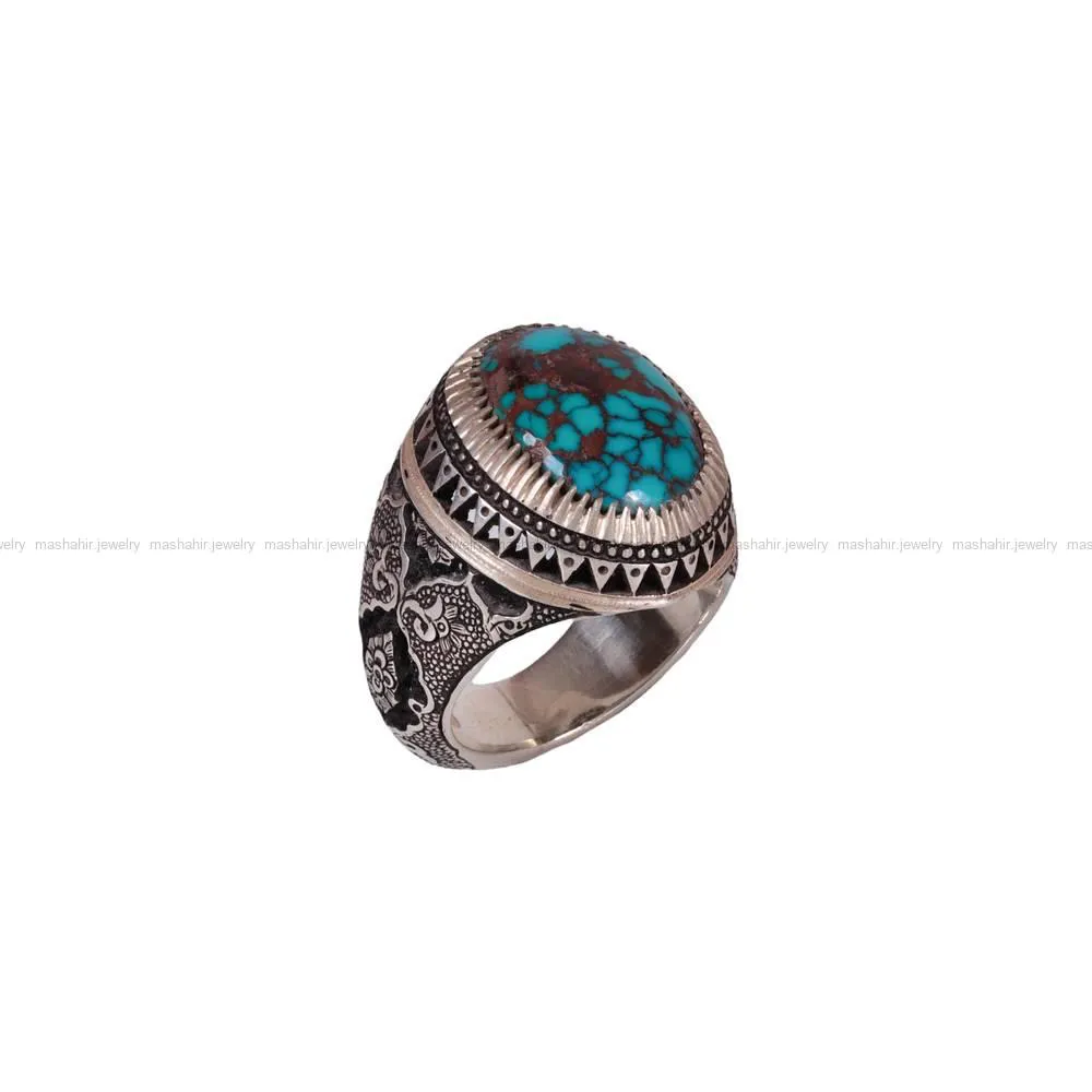 انگشتر فیروزه شجری مردانه کد 545