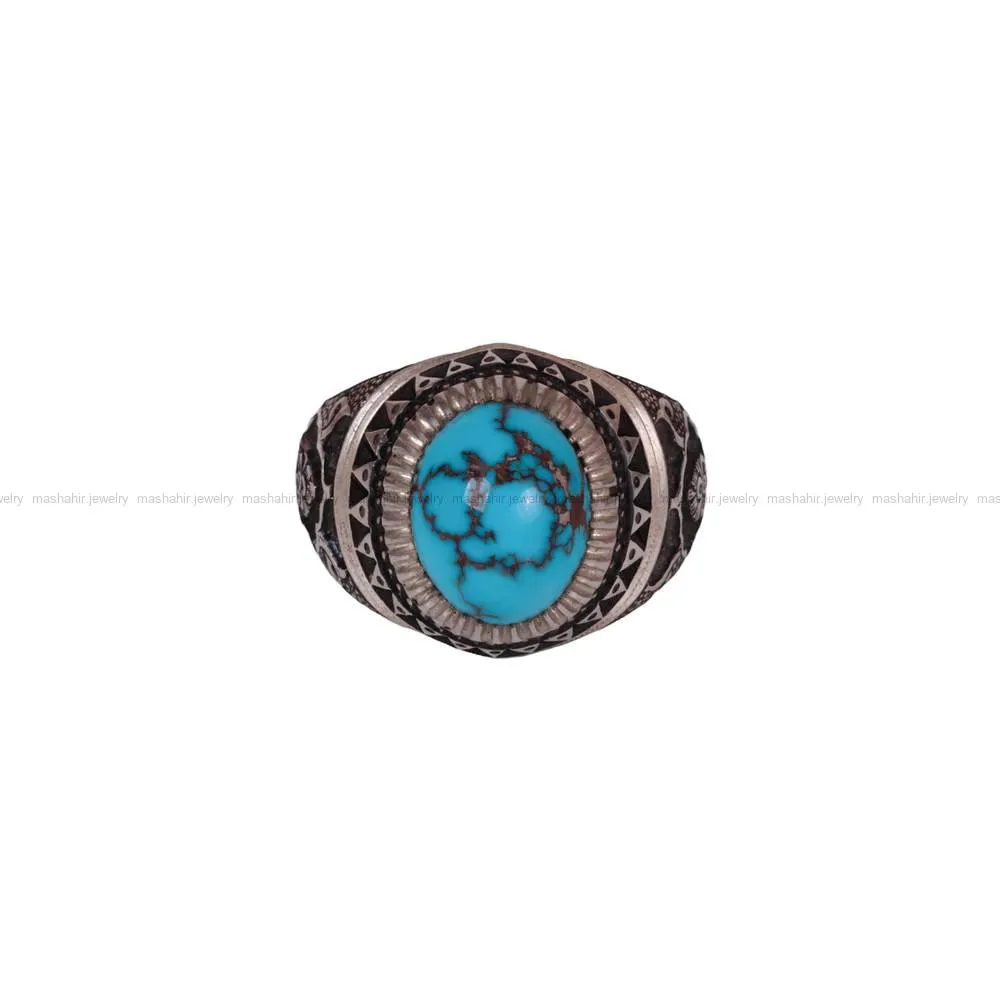 انگشتر فیروزه شجری مردانه کد 546