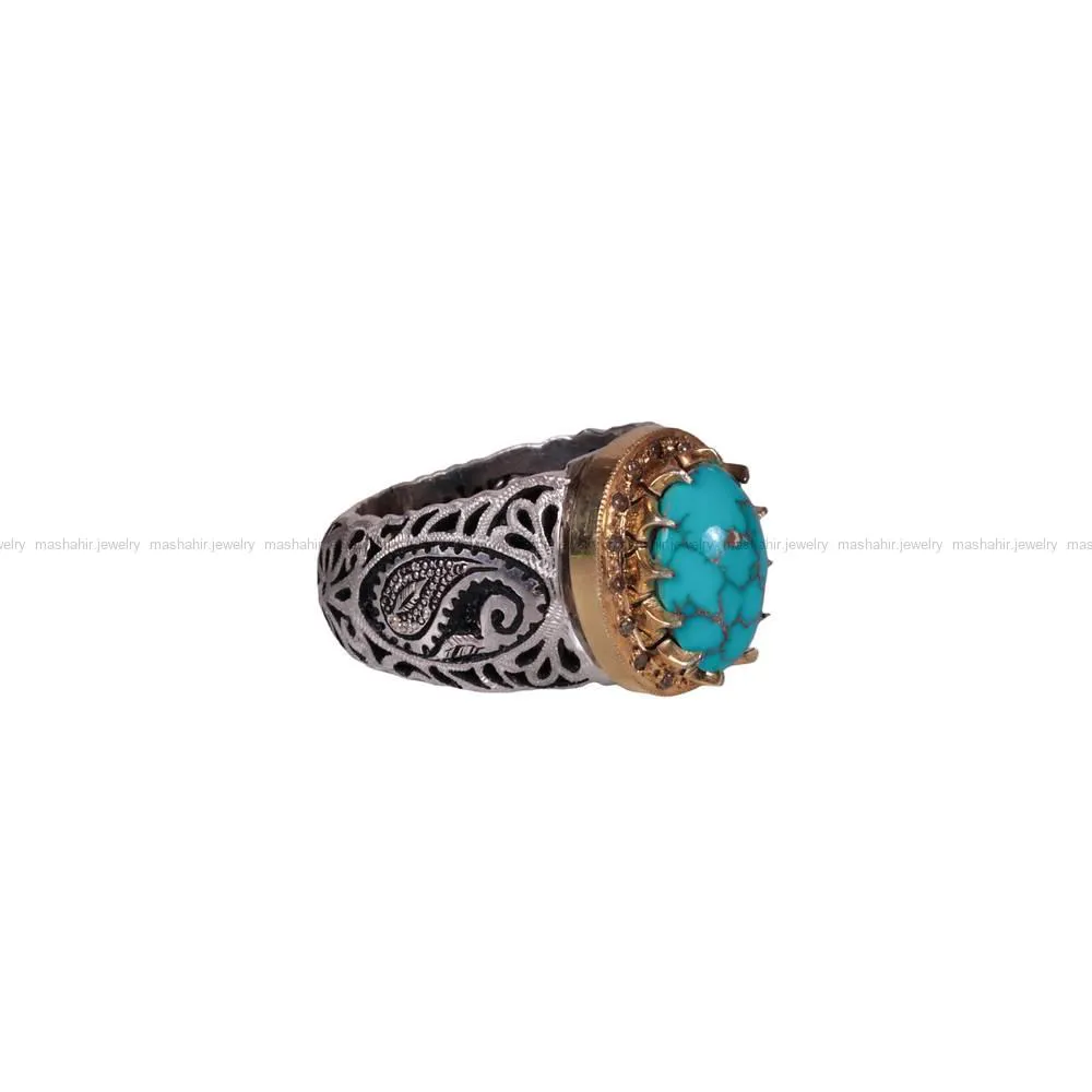 انگشتر فیروزه شجری مردانه کد 551