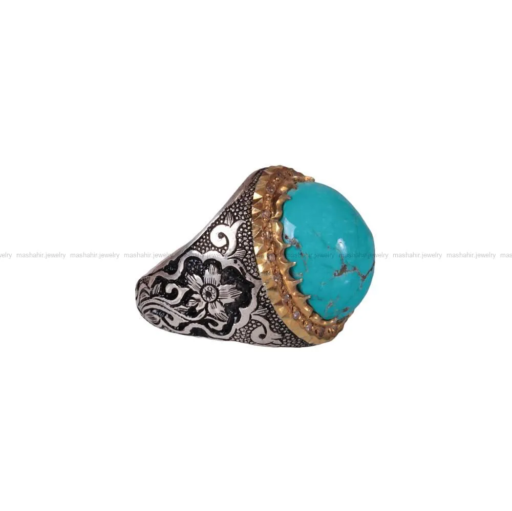 انگشتر فیروزه شجری مردانه کد 554
