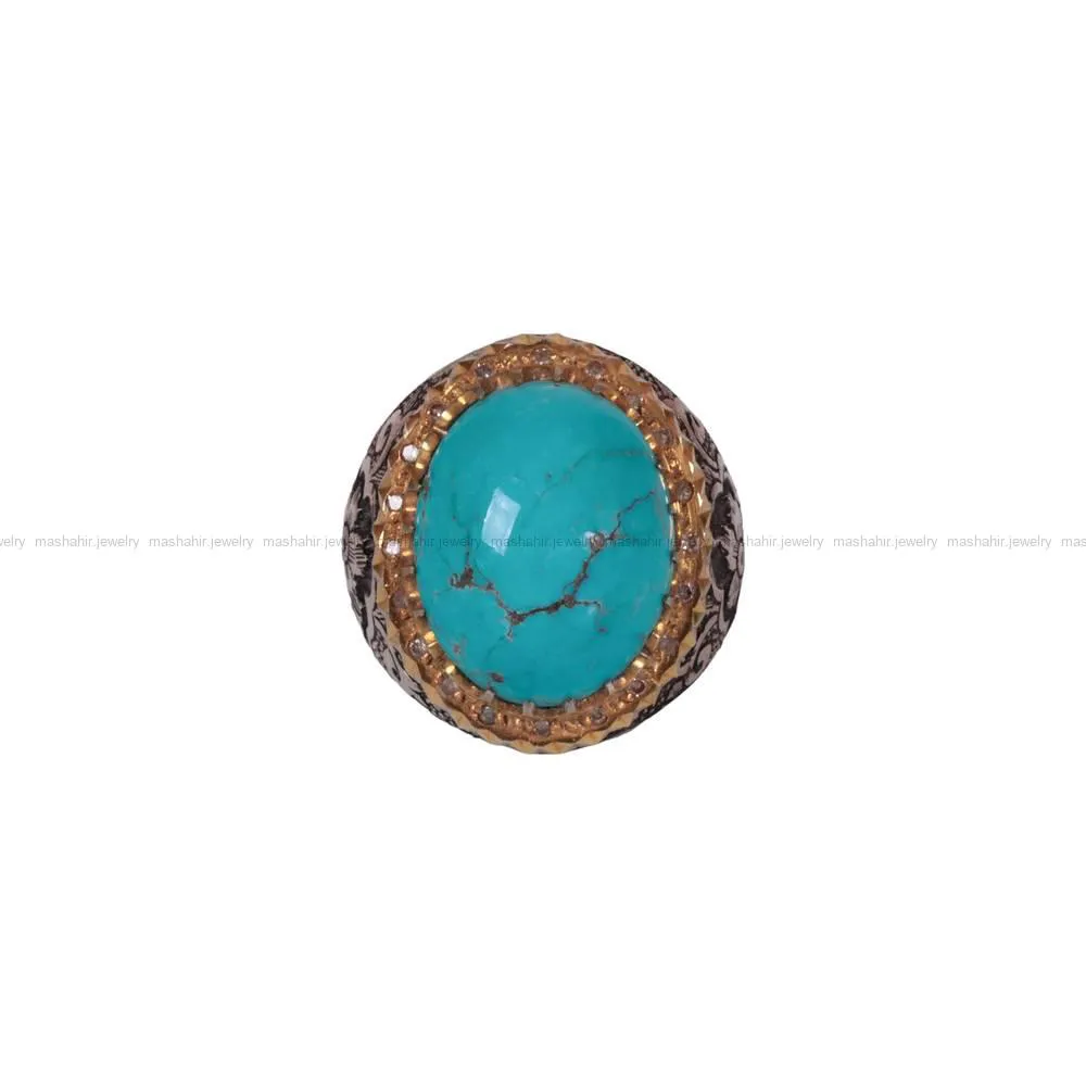 انگشتر فیروزه شجری مردانه کد 554