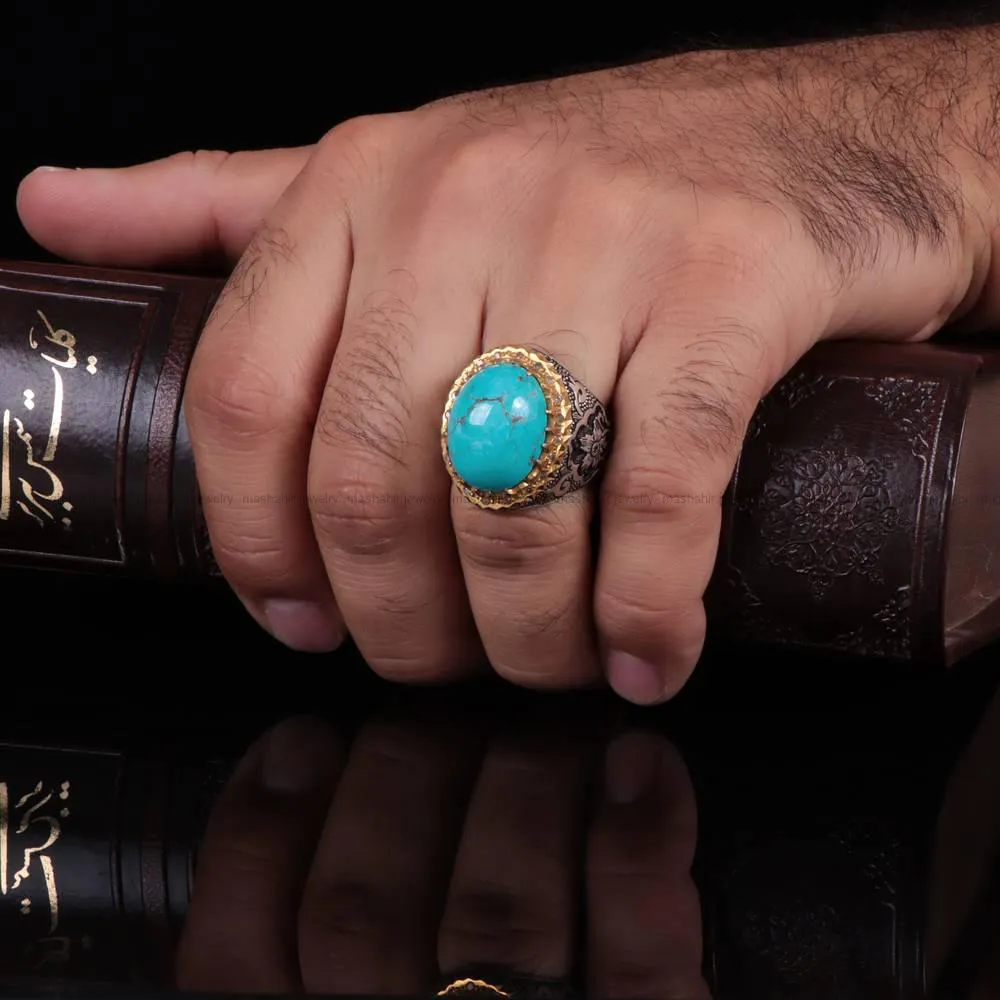 انگشتر فیروزه شجری مردانه کد 554