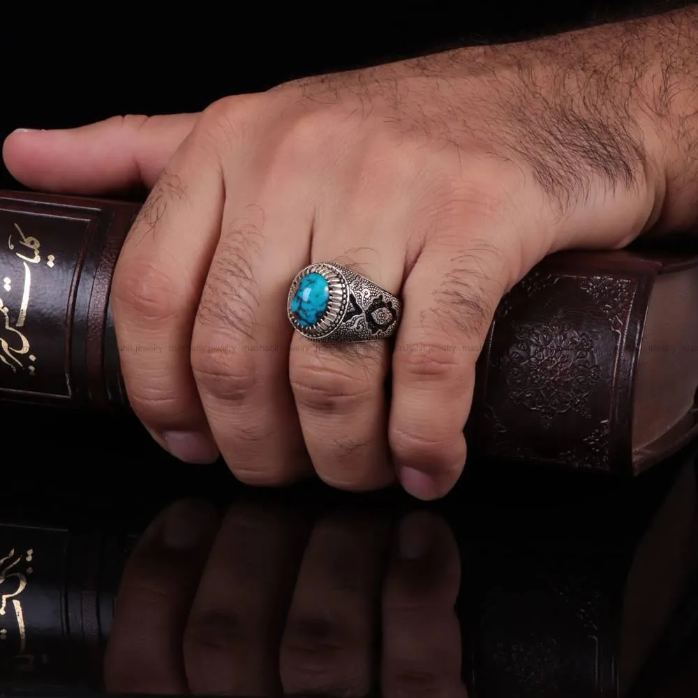 انگشتر فیروزه شجری مردانه کد 556