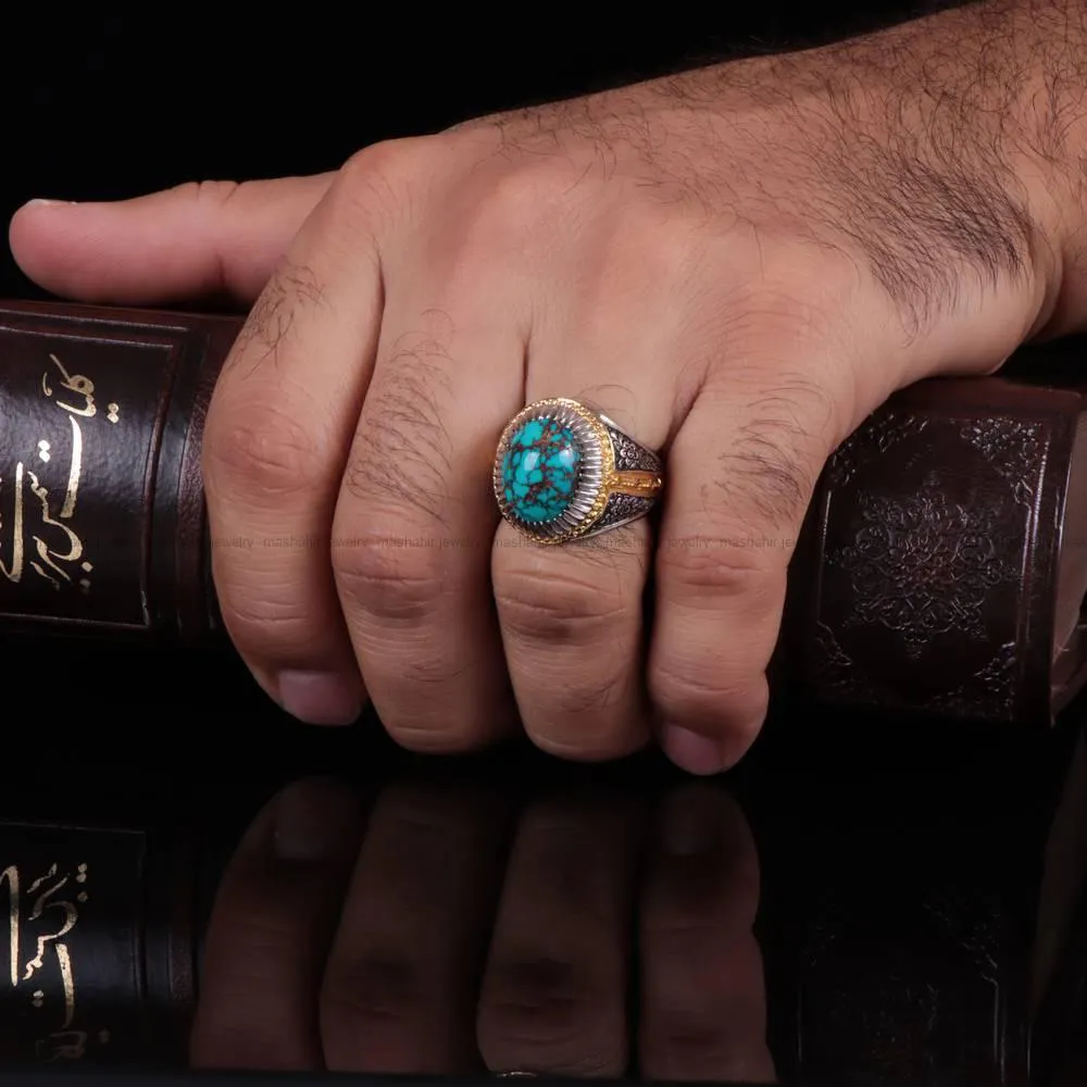 انگشتر فیروزه شجری مردانه کد 557