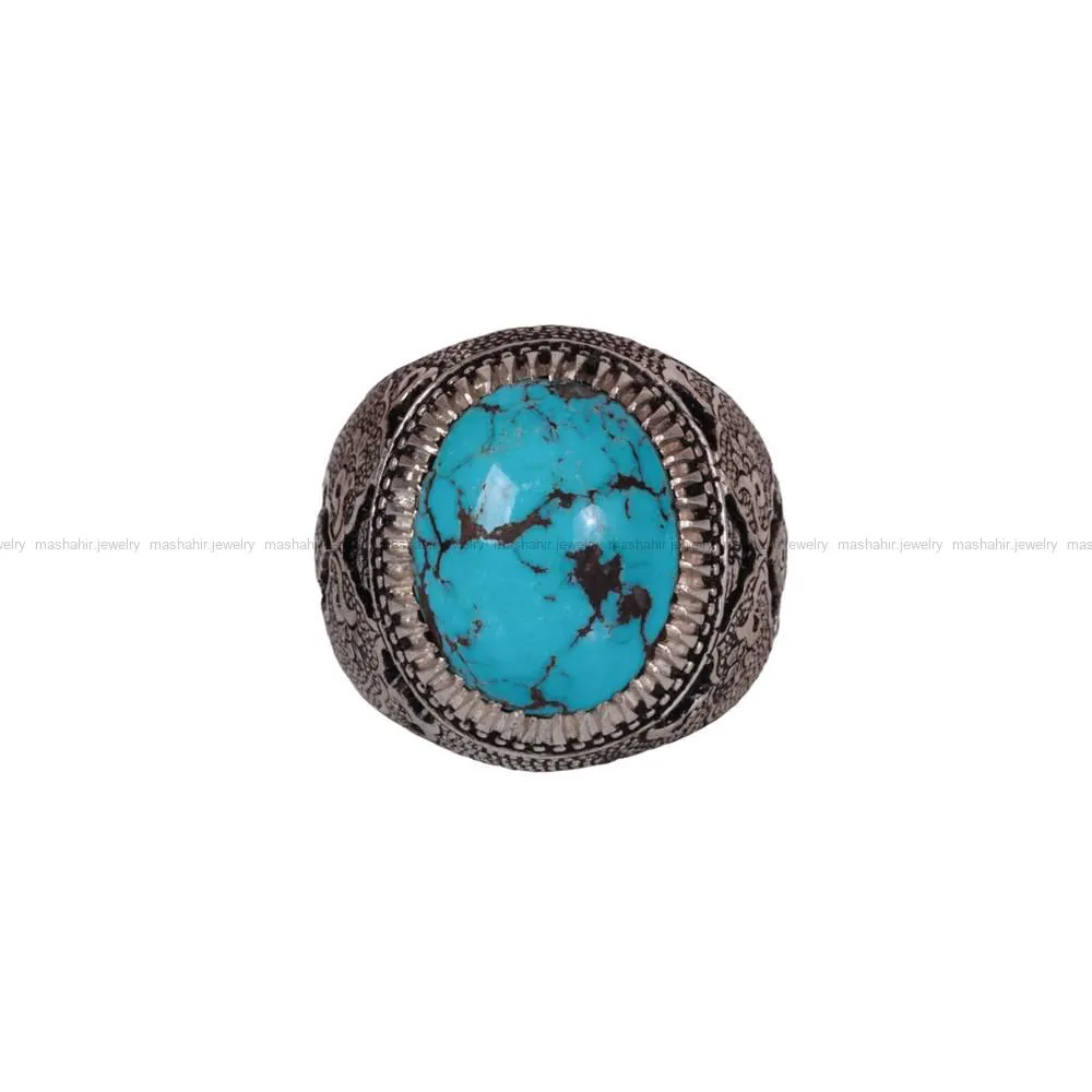 انگشتر فیروزه شجری مردانه کد 558