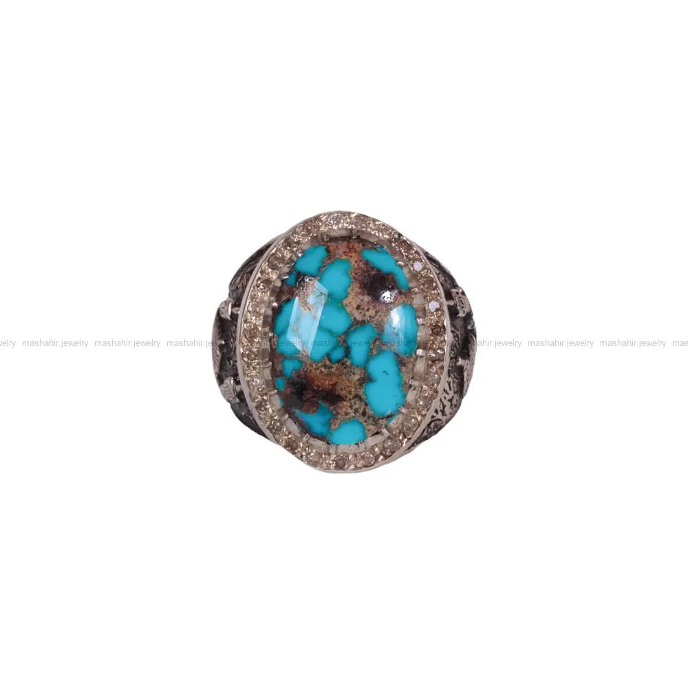 انگشتر فیروزه شجری مردانه کد 563