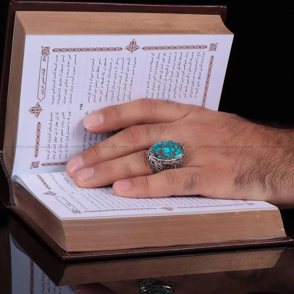 انگشتر فیروزه شجری مردانه کد 564