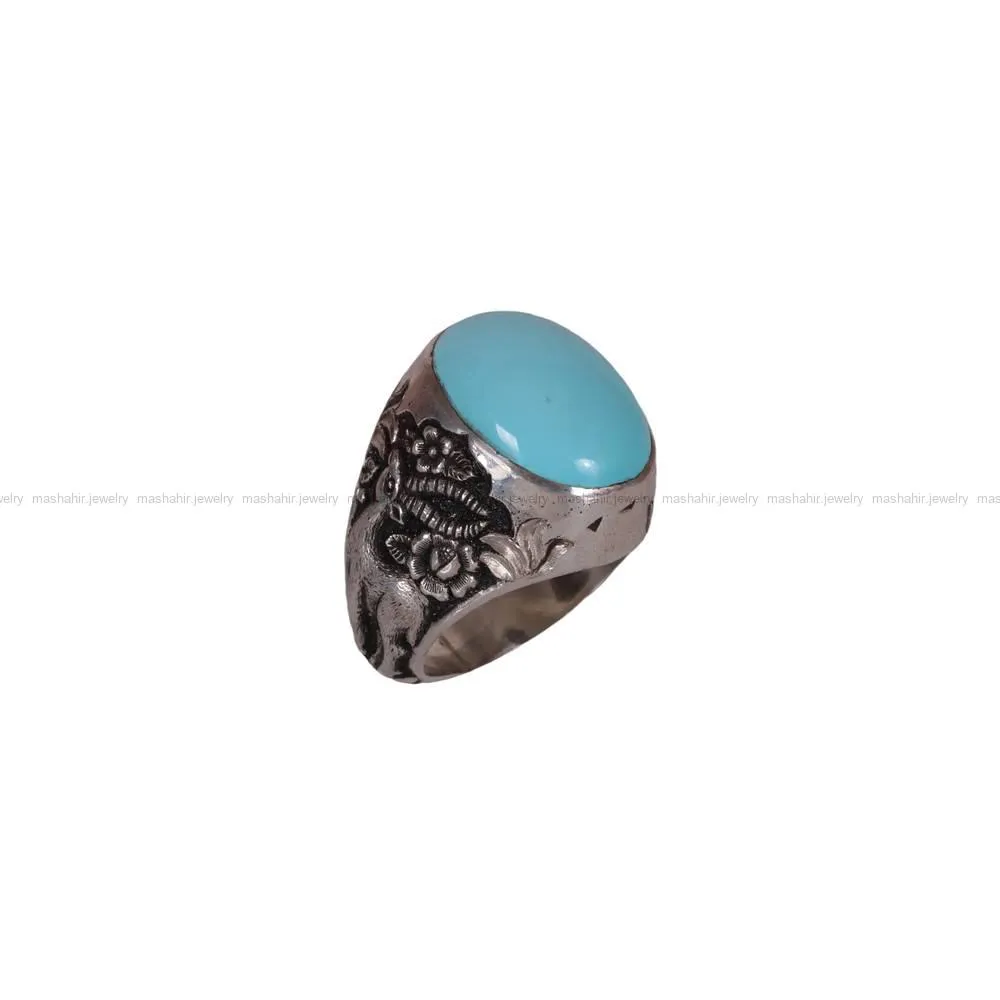 انگشتر فیروزه عجمی مردانه کد 574