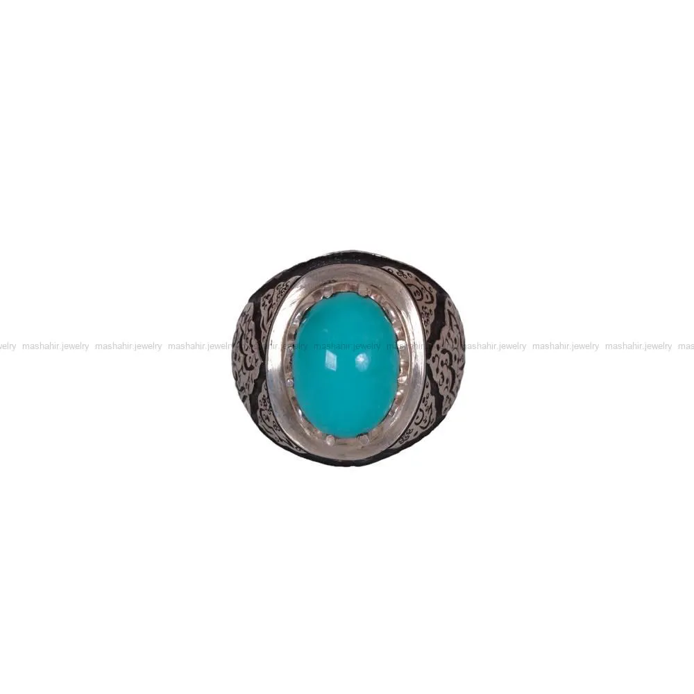 انگشتر فیروزه عجمی مردانه کد 581