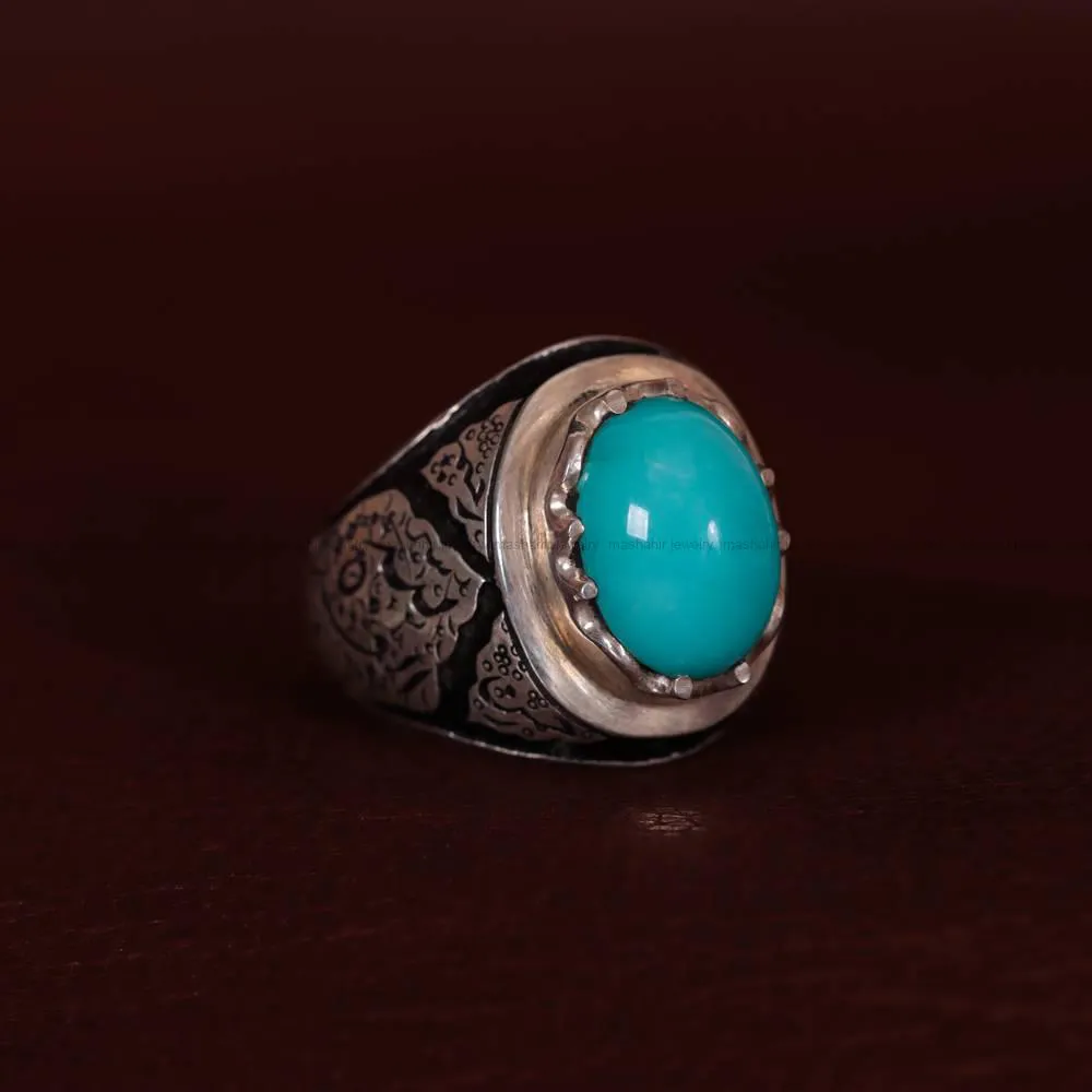 انگشتر فیروزه عجمی مردانه کد 581