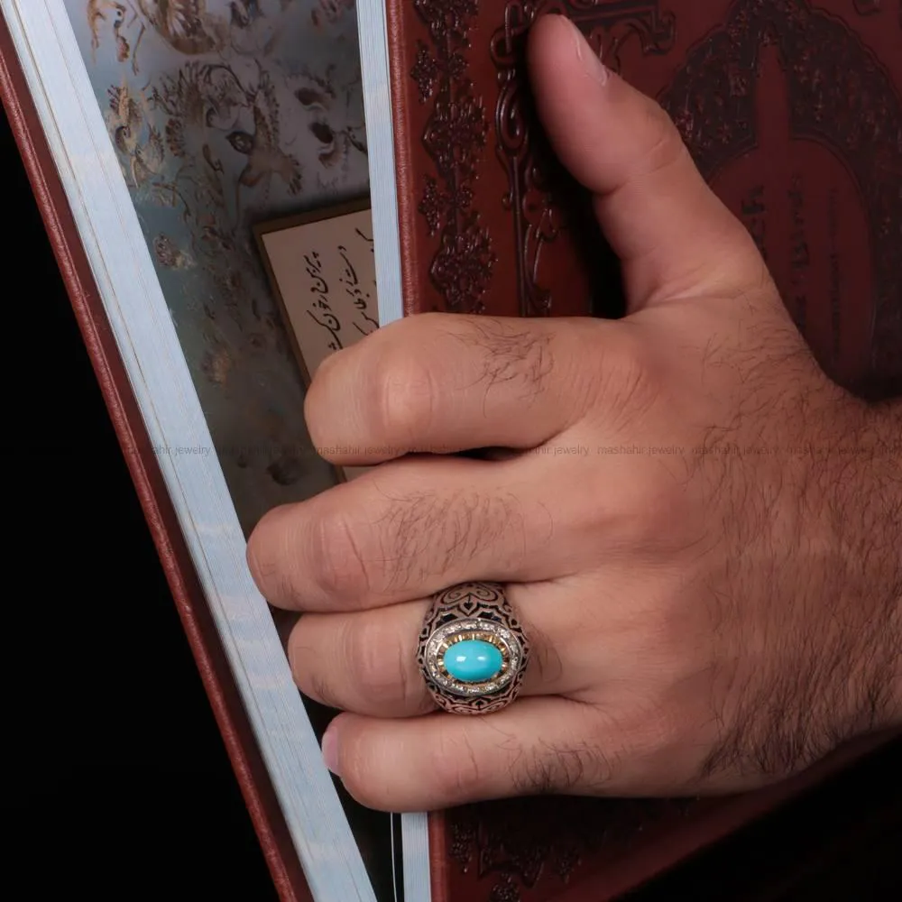 انگشتر فیروزه عجمی مردانه کد 587