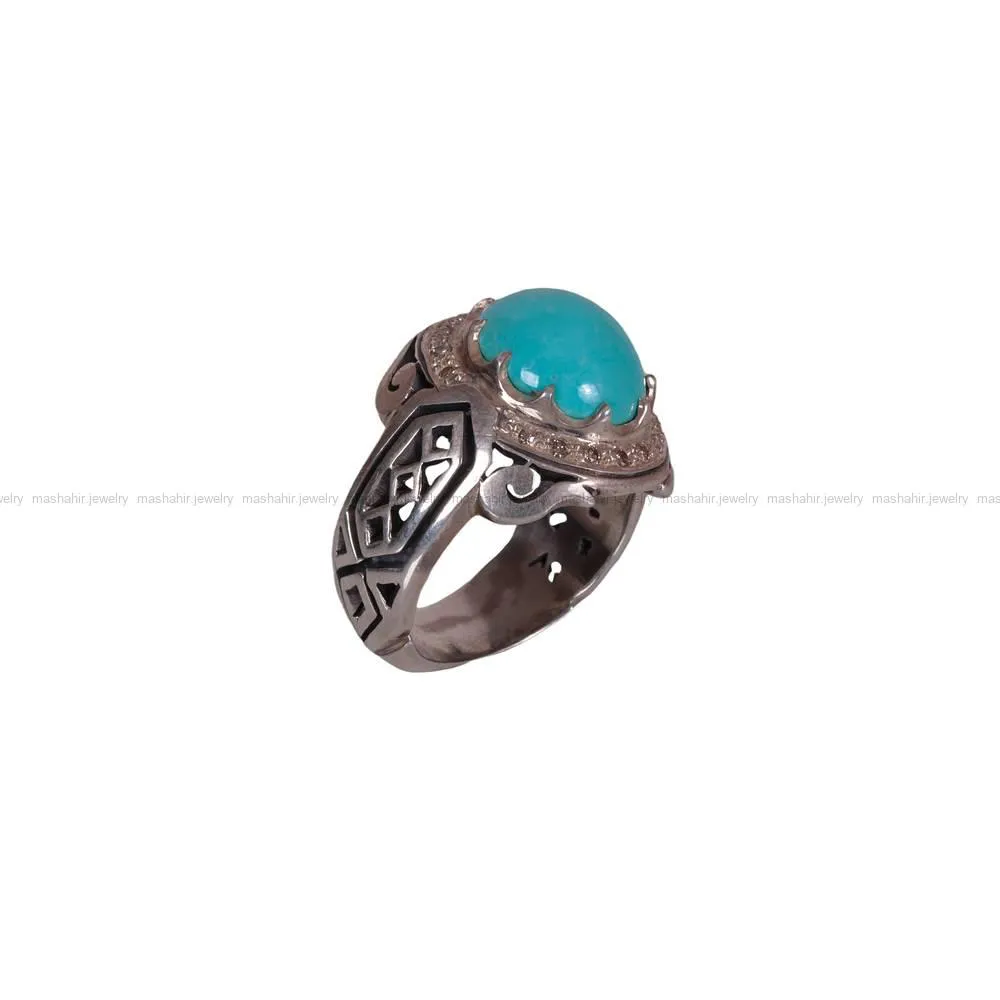 انگشتر فیروزه عجمی مردانه کد 588