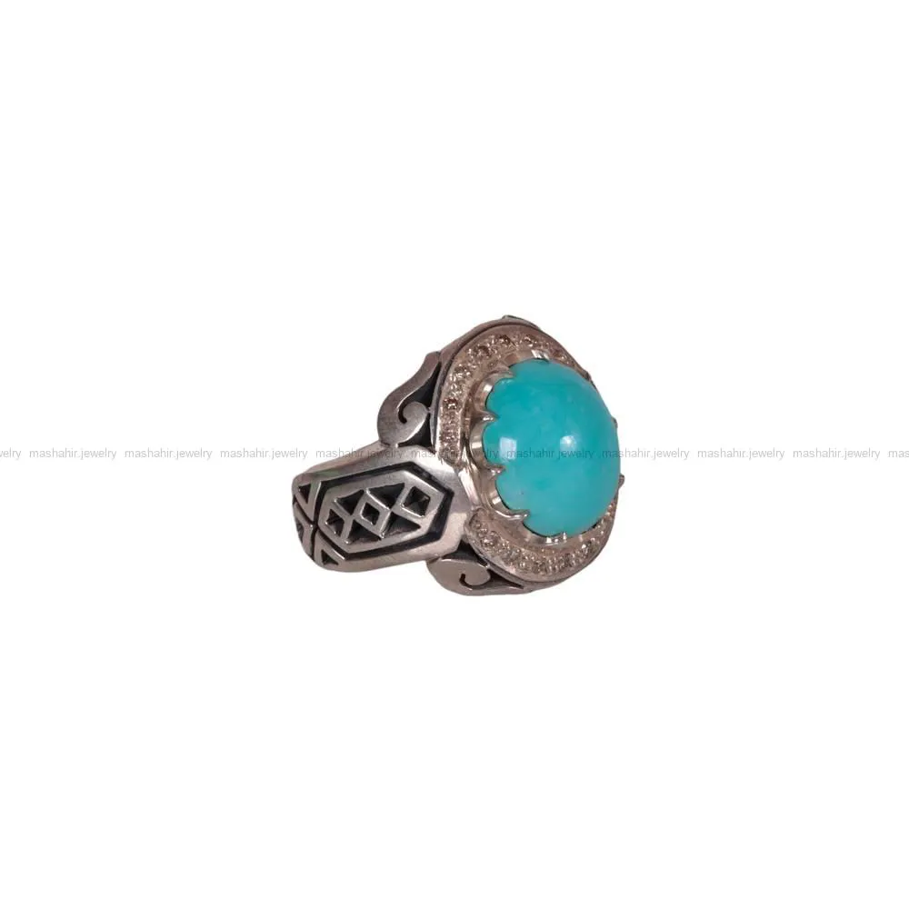 انگشتر فیروزه عجمی مردانه کد 588