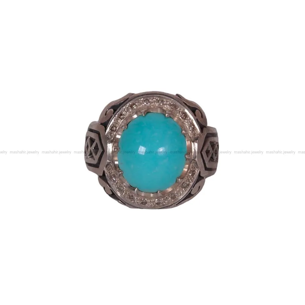 انگشتر فیروزه عجمی مردانه کد 588
