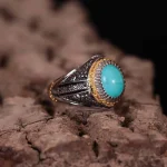 انگشتر فیروزه عجمی مردانه کد 596