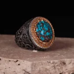 انگشتر فيروزه شجری مردانه کد 620