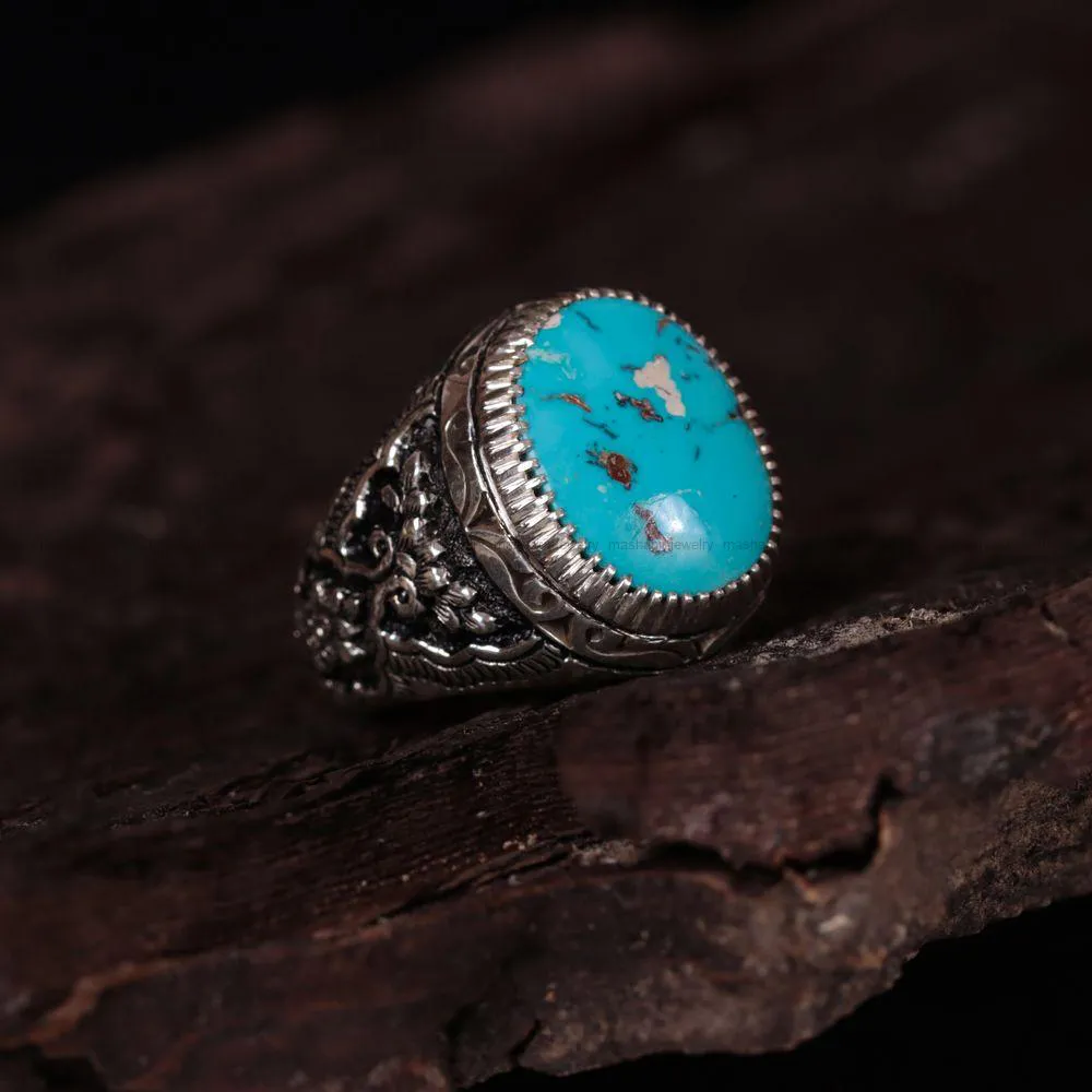 انگشتر فيروزه شجری مردانه کد 639