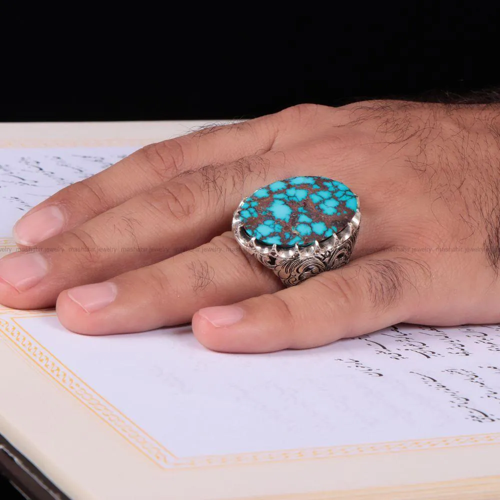 انگشتر فيروزه شجری مردانه کد 640