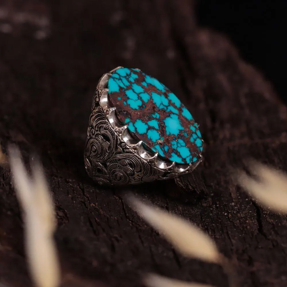 انگشتر فيروزه شجری مردانه کد 640