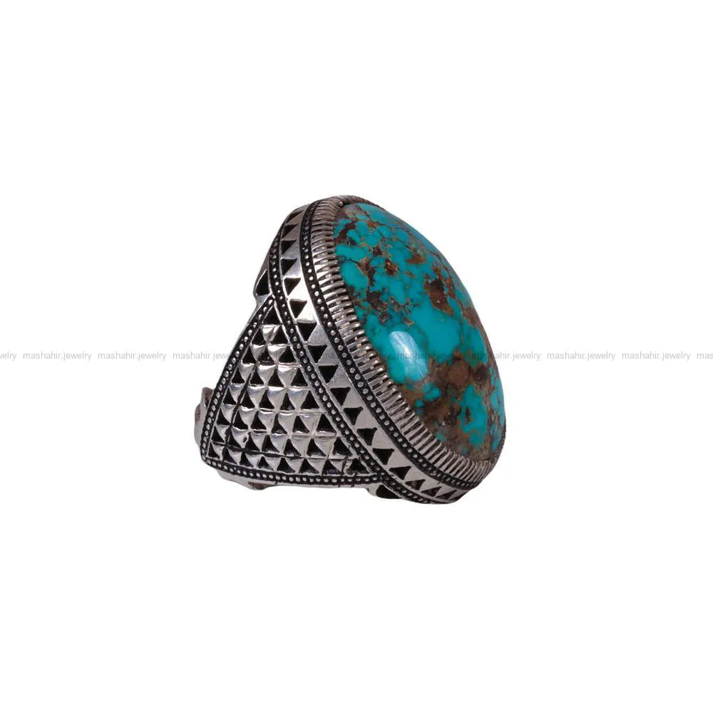 انگشتر فيروزه شجری مردانه کد 642