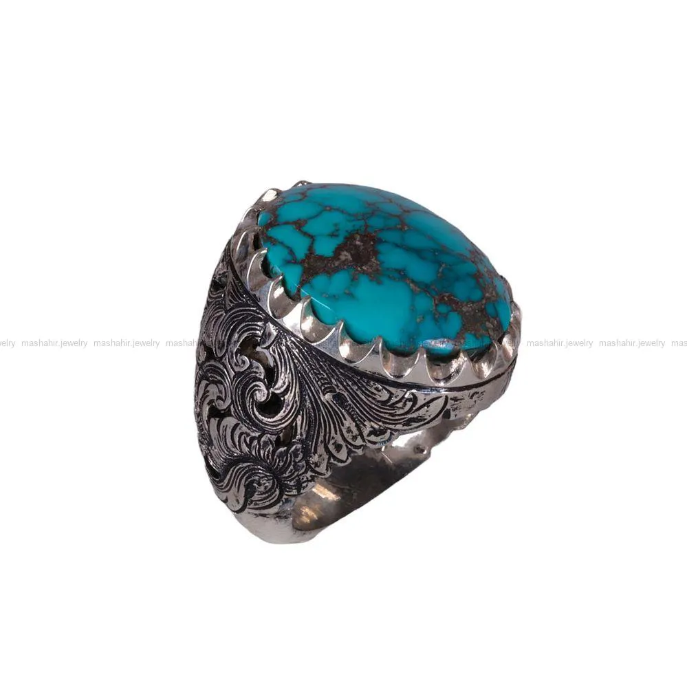 انگشتر فيروزه شجری مردانه کد 659