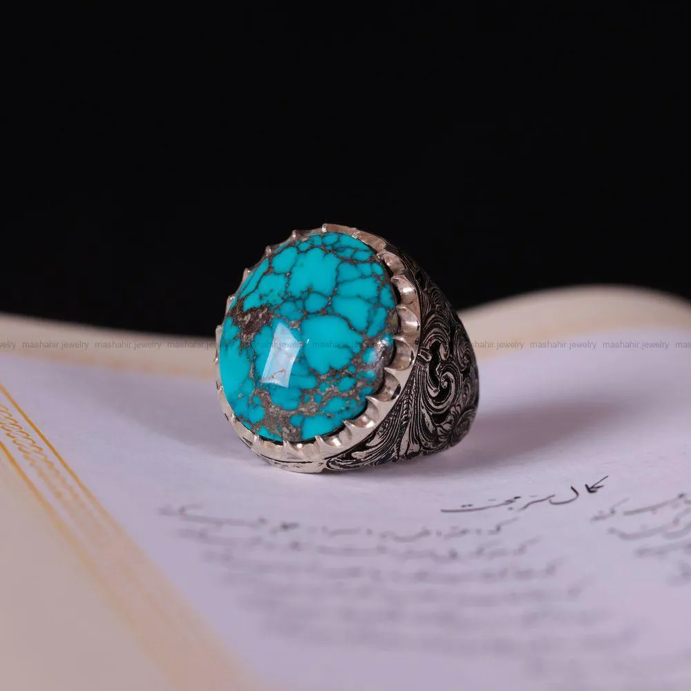 انگشتر فيروزه شجری مردانه کد 659