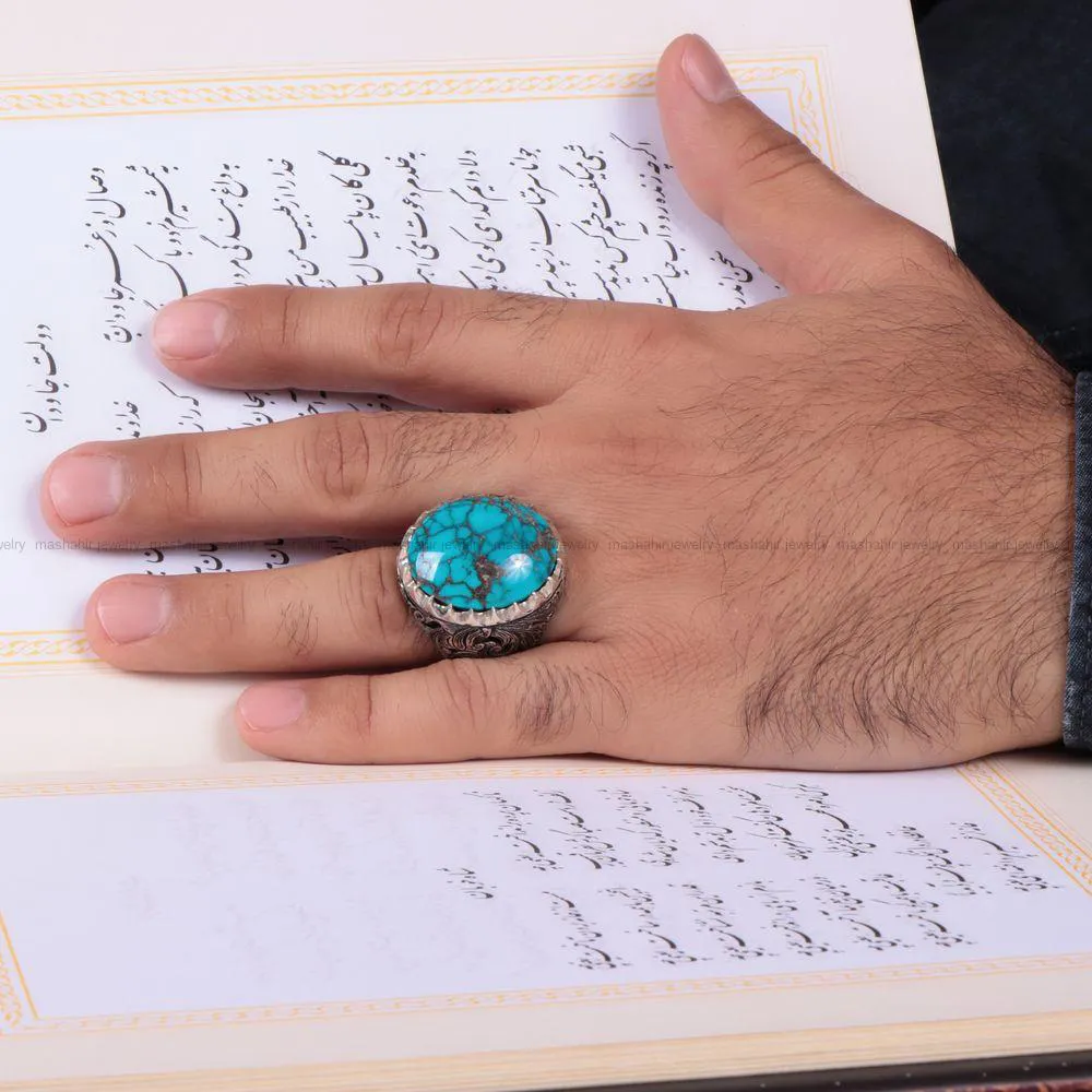 انگشتر فيروزه شجری مردانه کد 659