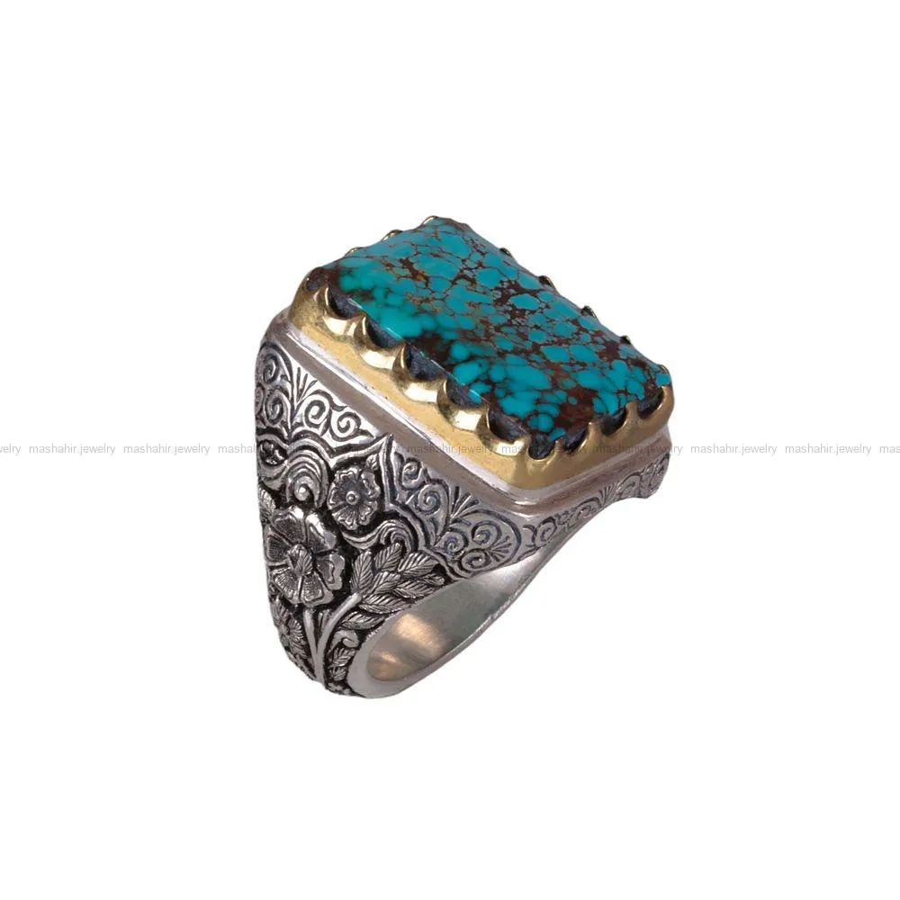 انگشتر فيروزه شجری مردانه کد 663