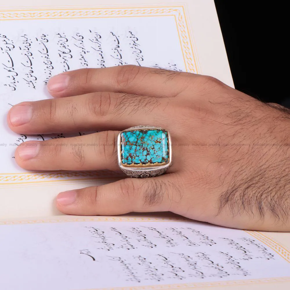 انگشتر فيروزه شجری مردانه کد 663