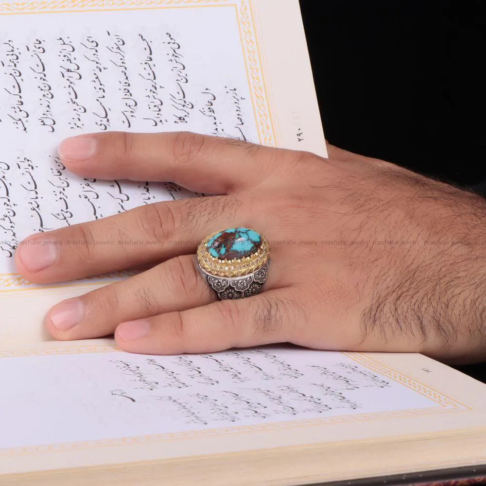 انگشتر فيروزه شجری مردانه کد 665