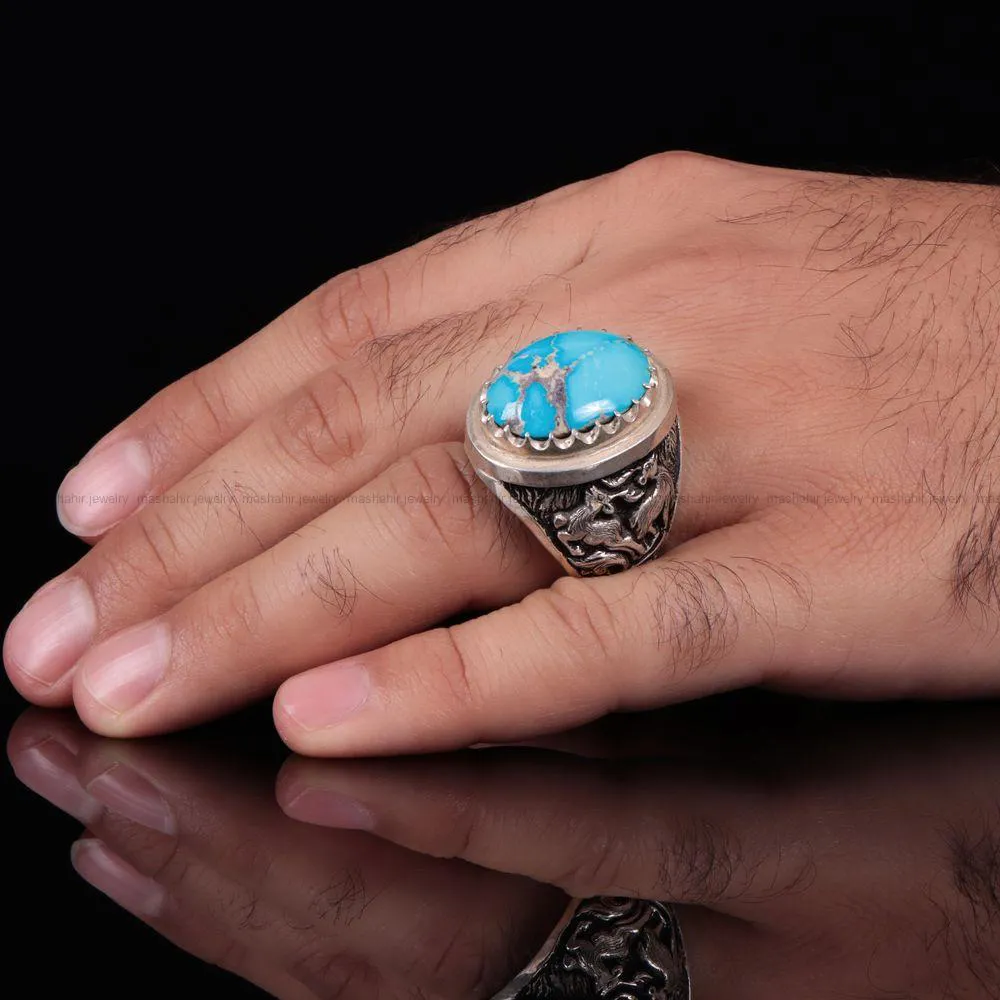 انگشتر فيروزه شجری مردانه کد 683