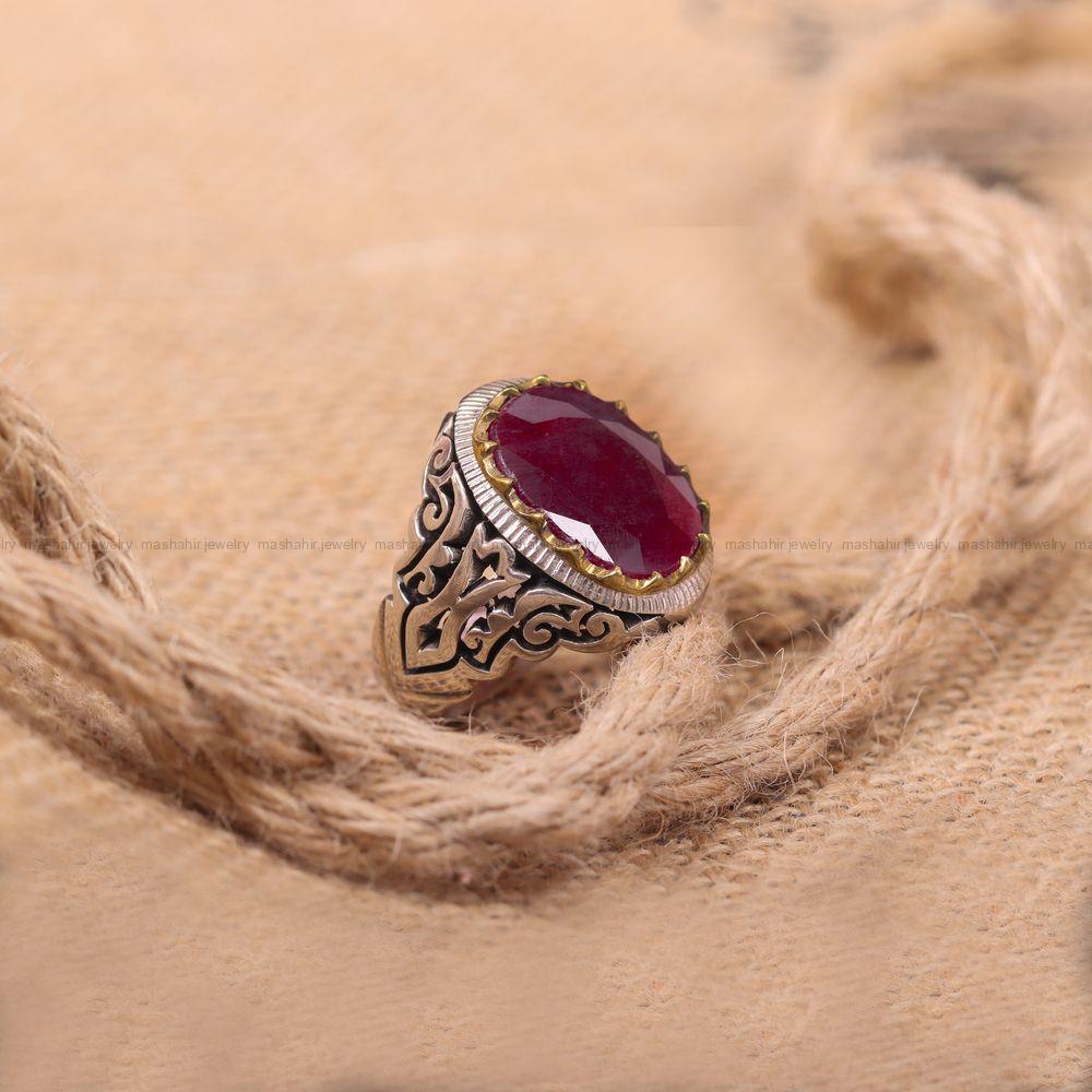 انگشتر یاقوت سرخ مردانه کد 756