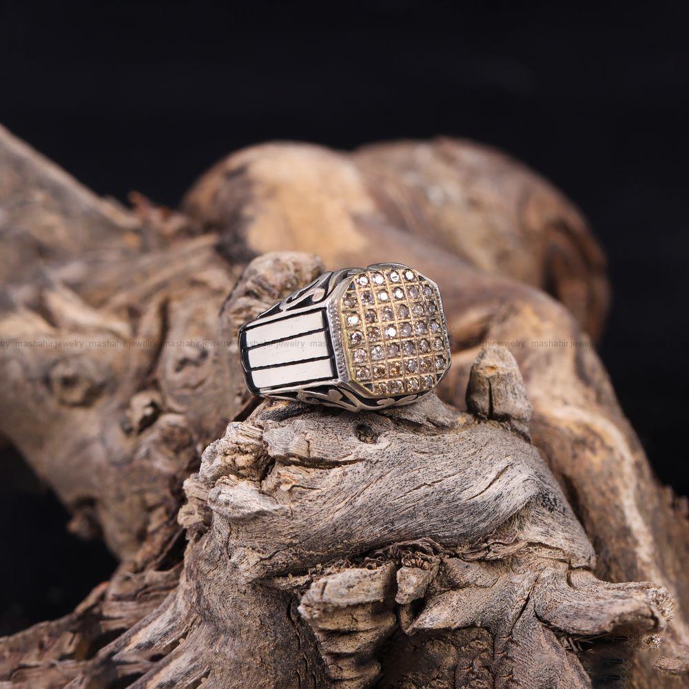 انگشتر صفحه برلیان مردانه کد 770