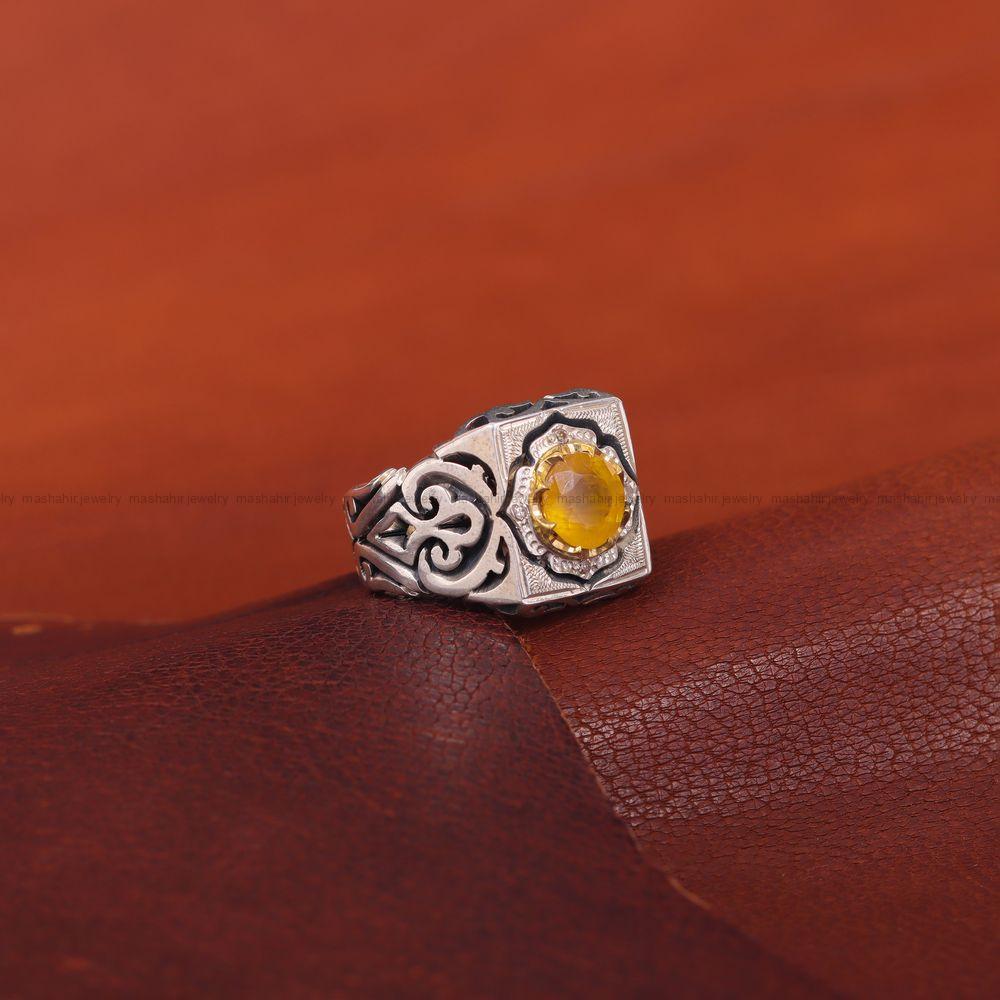 انگشتر یاقوت زرد مردانه کد 778