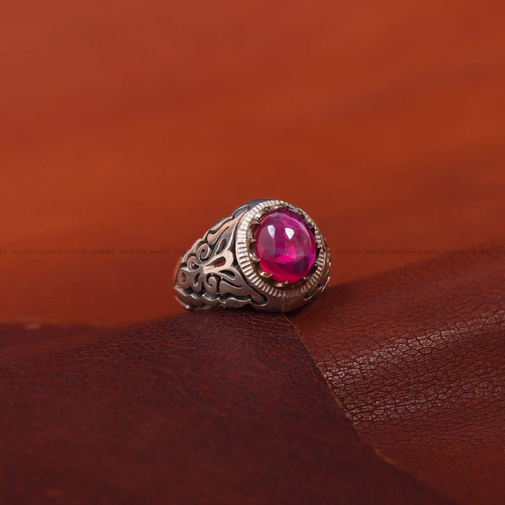 انگشتر ياقوت استار قرمز مردانه کد 782