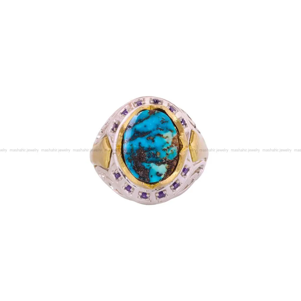 انگشتر فیروزه شجری مردانه کد 4502