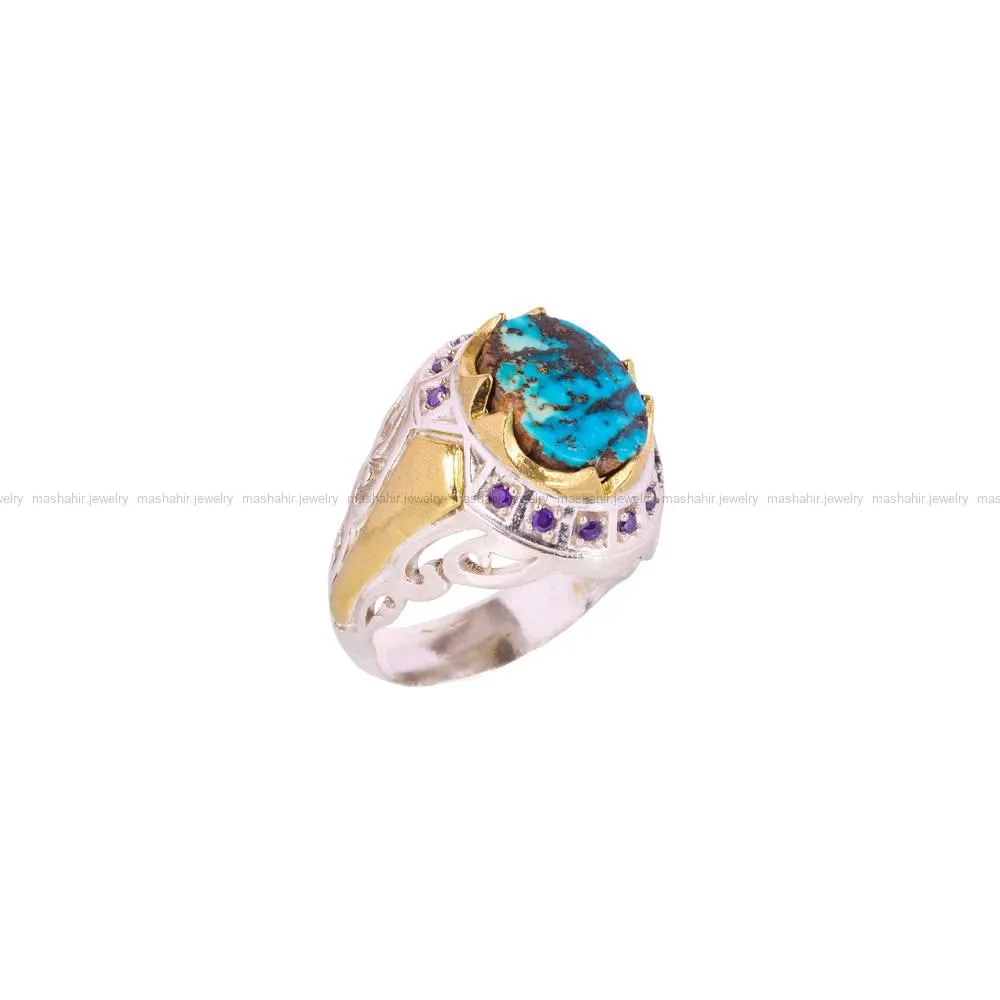 انگشتر فیروزه شجری مردانه کد 4502