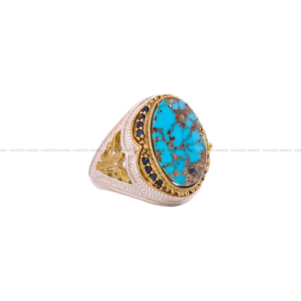 انگشتر فیروزه شجری مردانه کد 4513