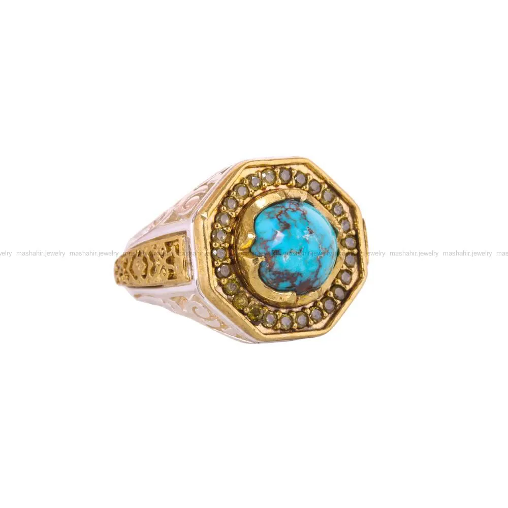 انگشتر فیروزه شجری مردانه کد 4515