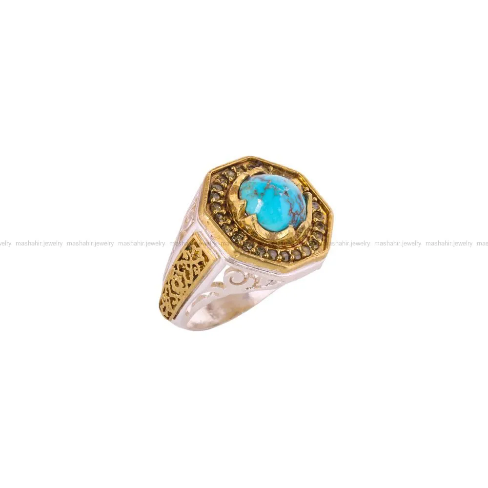 انگشتر فیروزه شجری مردانه کد 4515