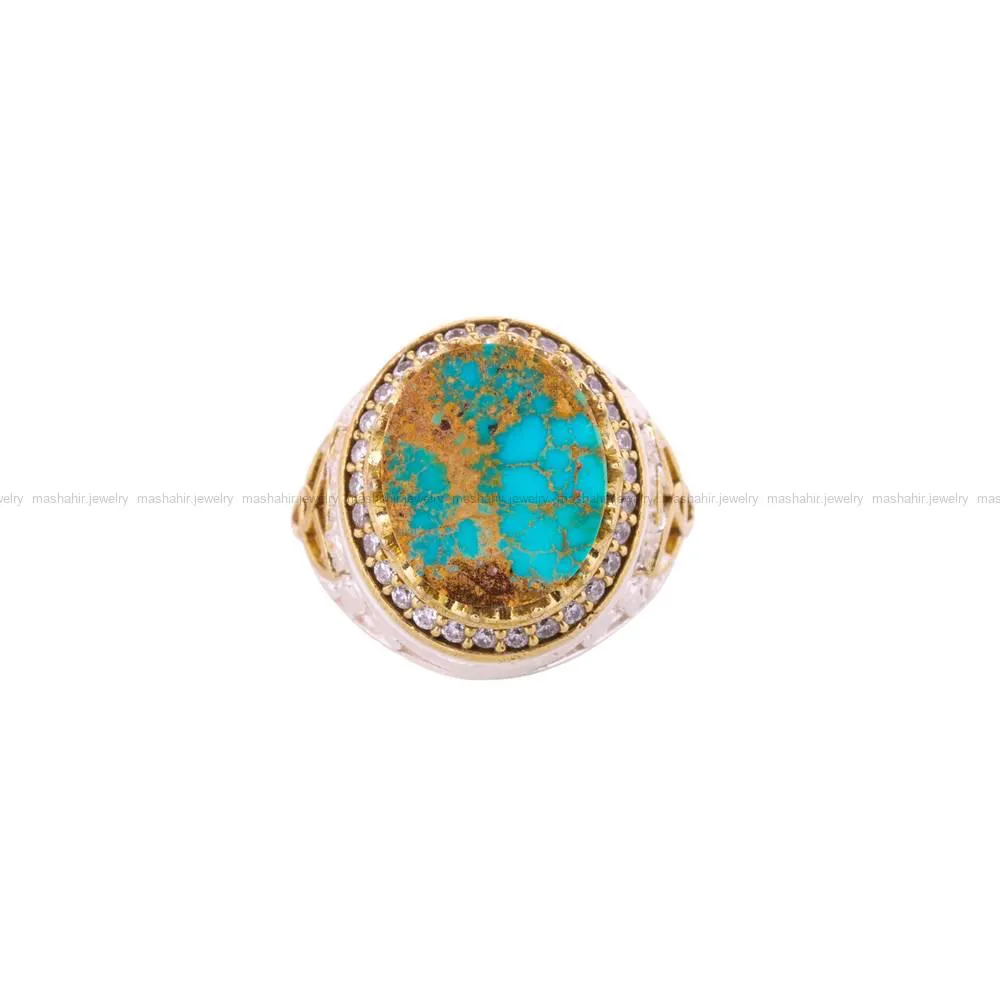 انگشتر فیروزه شجری مردانه کد 4517