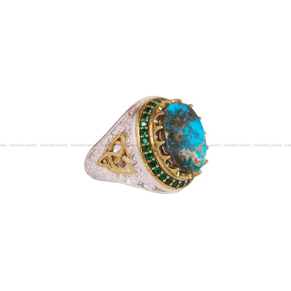 انگشتر فیروزه شجری مردانه کد 4518