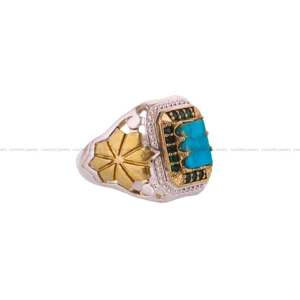 انگشتر فیروزه شجری مردانه کد 4521