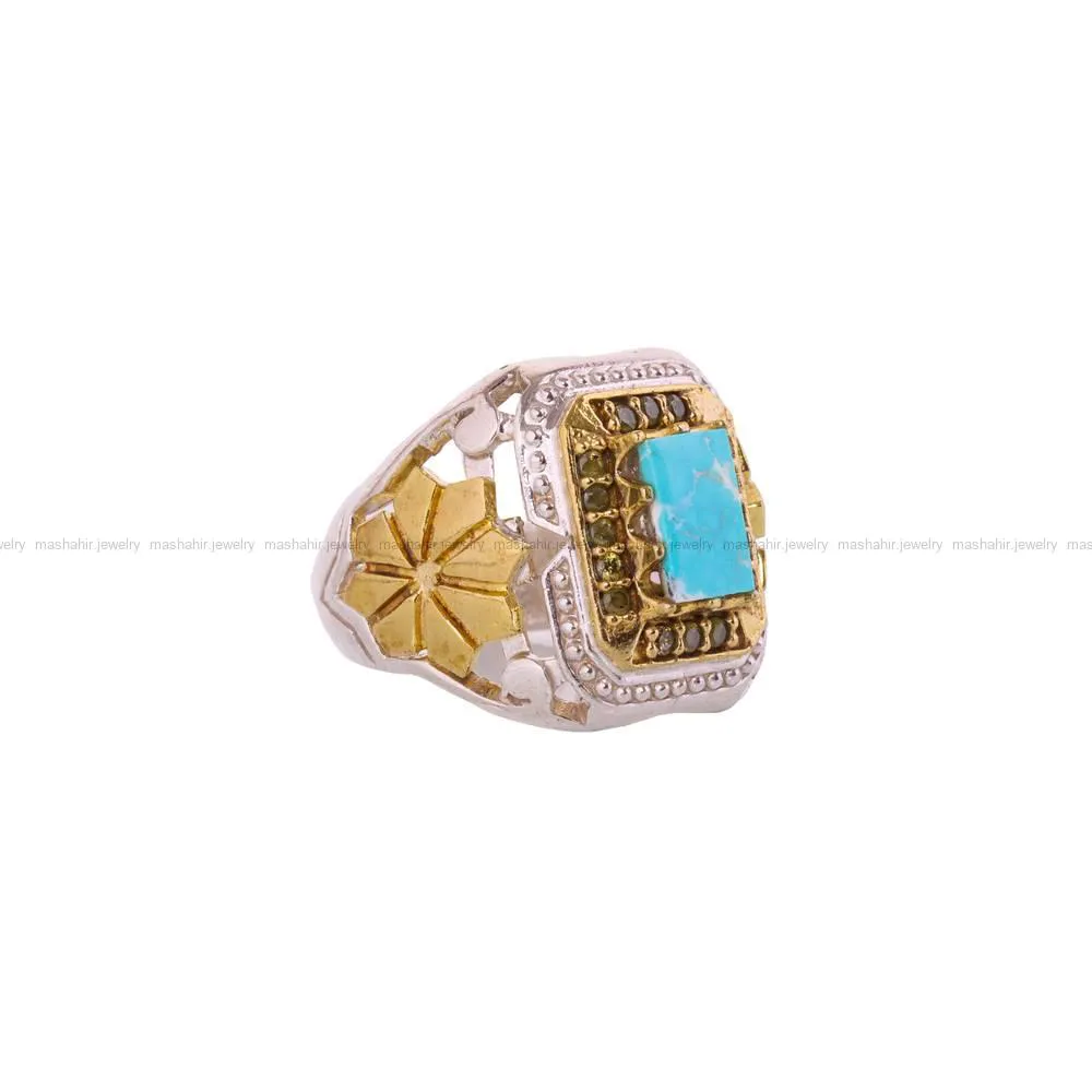 انگشتر فیروزه شجری مردانه کد 4522