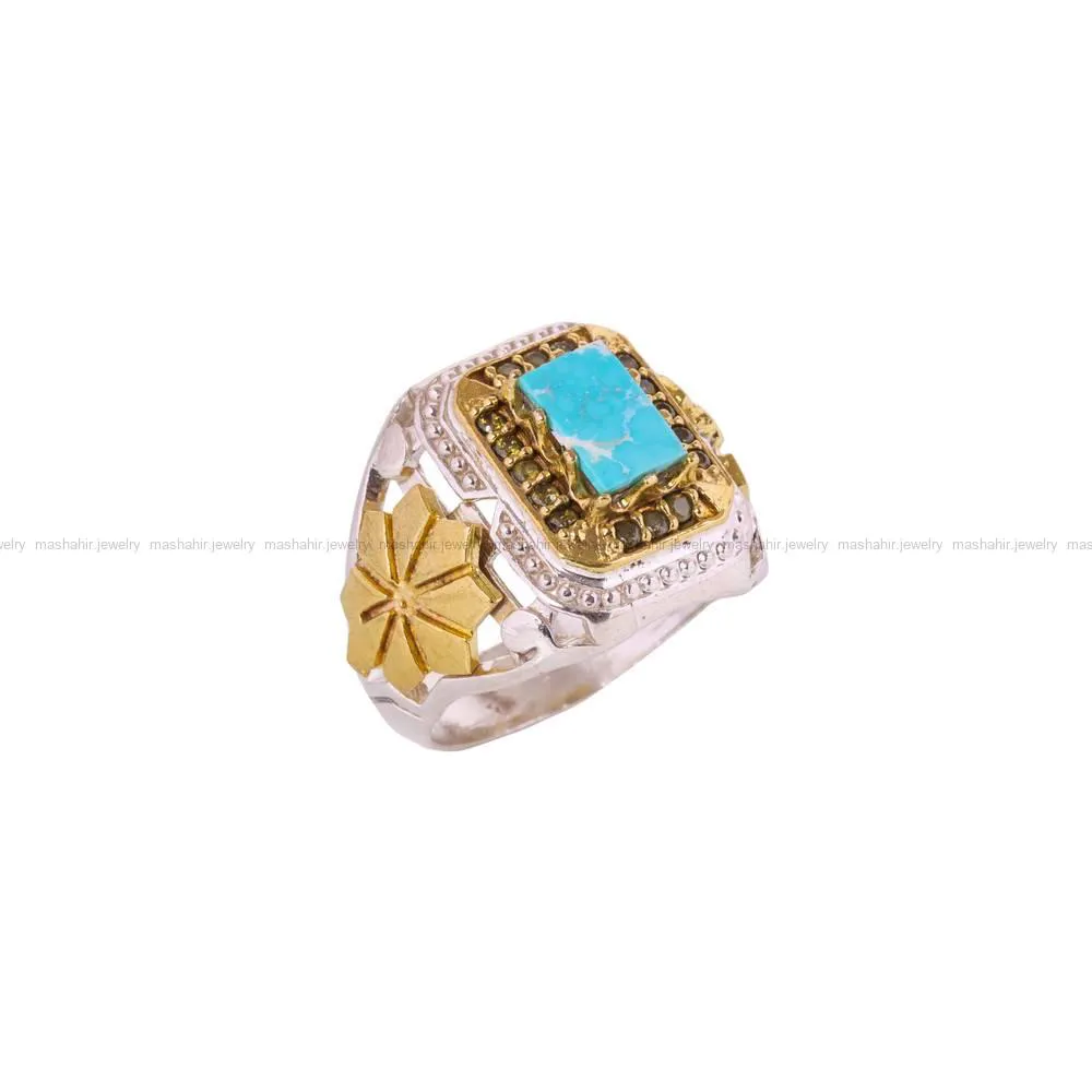 انگشتر فیروزه شجری مردانه کد 4522